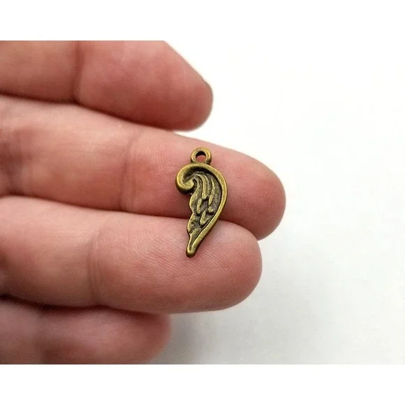 12pcs Angel Wing Charms Bronze Tone Metal, jewelry making supplies - Picture 4 of 6